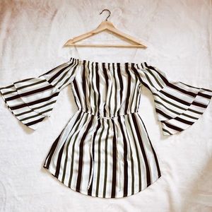 Off the shoulder, striped dress.